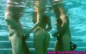 Horny blonde teen grabs two cocks to suck and fuck