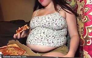Fat teen loves pizza 