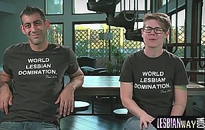 Lesbian beauty gets interviewed   