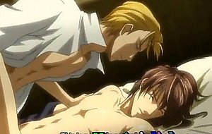 Sexy hentai gay man having honey anal sex and love in bed