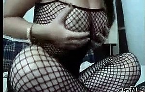 Sexy GF In Fishnet Body Suit On Webcam