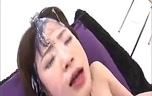 Bukkake cum facials on teen mahiro aine