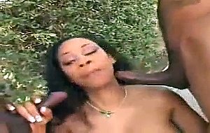 Pretty ebony loves to blow cocks before screwed