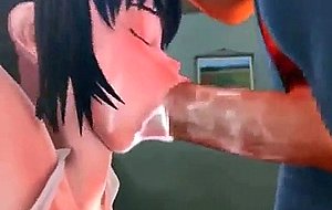 Delicate anime sex slave sucking a jizzing cock
