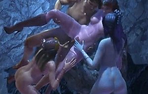 Naked hentai guy gets honey sex from sweet ladies