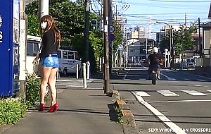 Hot japanese crossdresser walking
