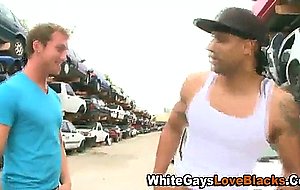 Amateur black guy fucked in junkyard