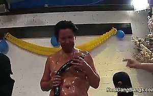 Oiled mom ready for gangbang