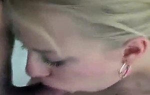 Dirty teen girl looks shocked as she sucks his penis.