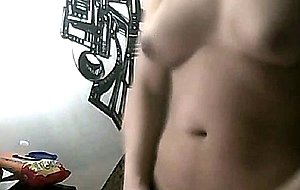 Turkish tgirl strips and exposes herself on cam  in her living room