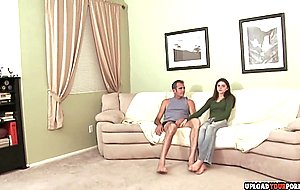 Skinny brunette and an older man fucking