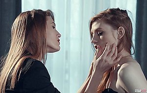 Two honey redhead lesbians strapon fuck