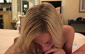 Little and skinny blonde gets facialized