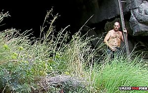Two beauties get pleasured outdoors by his pole