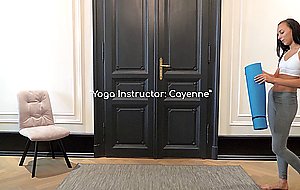 Fit and skinny cayenne hot's first hardcore scene as yoga instructor