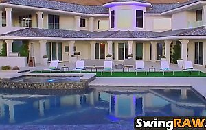The Swinger Mansion welcome interracial couples to fuck white horny swinger couples at the red room