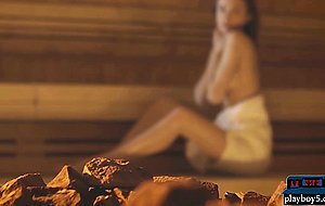 Petite body teen Vi Shy shows off during sauna play