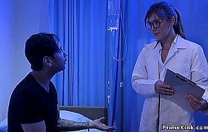 Mad patient anal fucks tied doctor