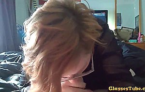 Adorable teenager with glasses giving head