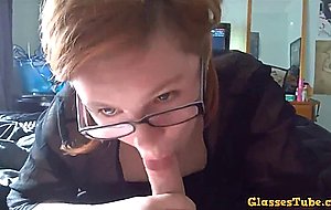 Adorable teenager with glasses giving head