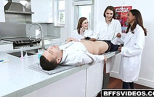 The girls took care of Johnys erected cock as they slobbers and ride on it