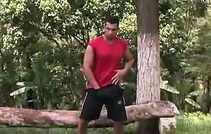 Beefy latin stud strips and jerks off