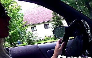 Sensational stepmom has her feet recorded while driving