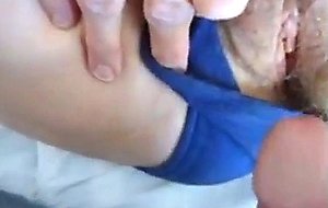 Parting her panties for fuck and show 
