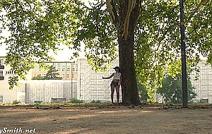 Jeny smith walks the streets nude with only painted pants. shocking footage