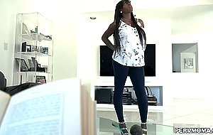 Ebony MILF Mystique sucks her stepsons stiffy