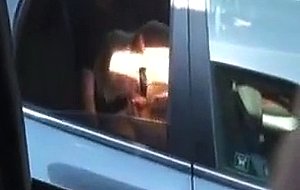 Horny blonde halie blowing bf in the car got caught on tape