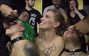 Euro sluts group banged in public bar  