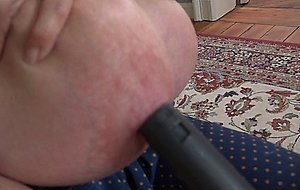 Babe vacuums her big tits