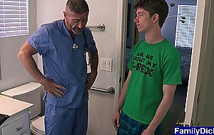 Cute teen stepson admires his handsome doctor stepdaddy