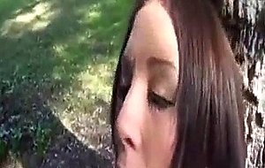 Sexy amy gives head and gets fucked outside in park on pov