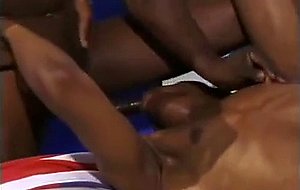 Four muscular black athletes get busy sucking cocks and licking ...