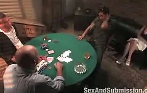 Losing at poker gets Cherry fucked rough by 3 guys.