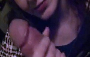 Slightly retarded girl gives bj