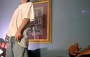 Amateur white guy sucking on a black guys intense cock