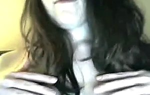Shy girl plays with her big tits