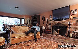 Milf tranny rides cock after rimjob