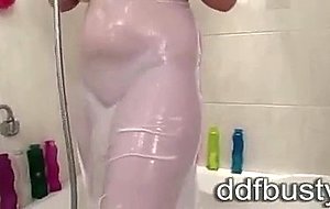 Babe LaTaya showering her huge tits