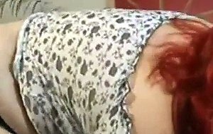 Redhead houswife shows her monster boobs