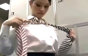 Brunette stewardess fucked by passenger