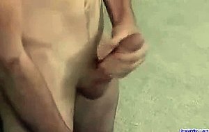 Guy with a big dick cums on himself