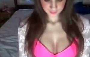 Sexy amateur with fake tits and two dildos