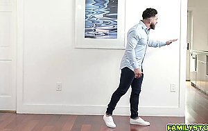 Horny Stepsiblings gets caught fucking by their dad