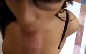 Beautiful girlfriend sucks cock and swallows