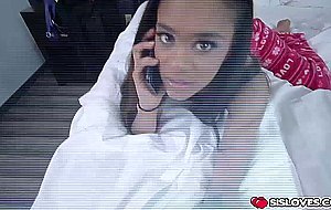 Petite stepsister slobbing pervy stepbros knob