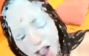 Gallons of cum on her face